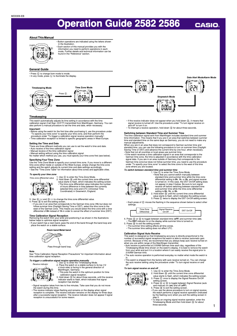 Page n°1 - Manuel utilisateur Casio 2586