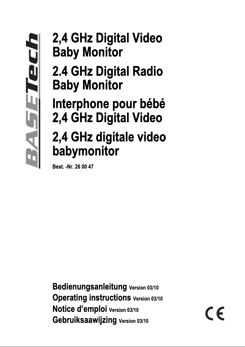 Image de la première page du manuel de l'appareil 2,4 GHz Digital Video Baby Monitor