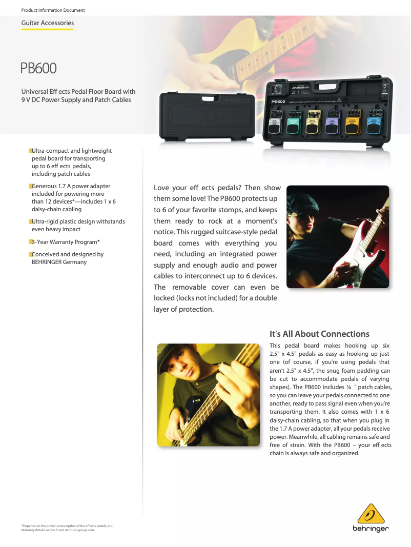 Page n°1 - Fiche technique Behringer PB600