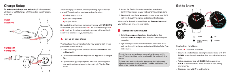 Page n°1 - Guide de démarrage rapide Polar Pacer Pro