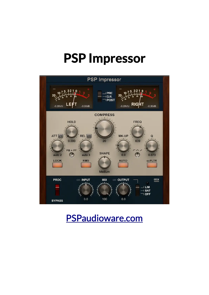 Page 1 de la notice Manuel utilisateur PSP Audioware Impressor