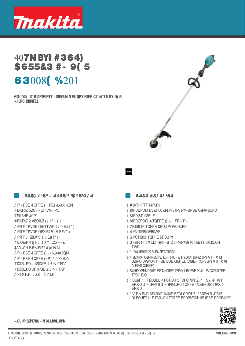 Page 1 de la notice Fiche technique Makita UR008GD201