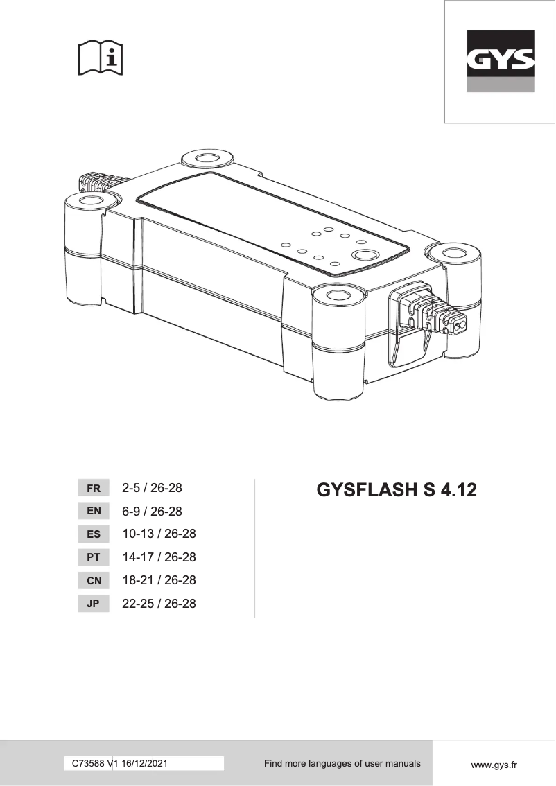 Image de la première page du manuel de l'appareil Gysflash S 4.12