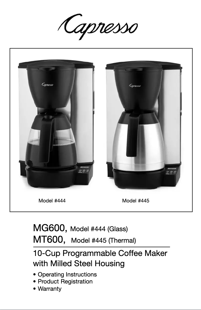 Page n°1 - Manuel utilisateur Capresso MT600
