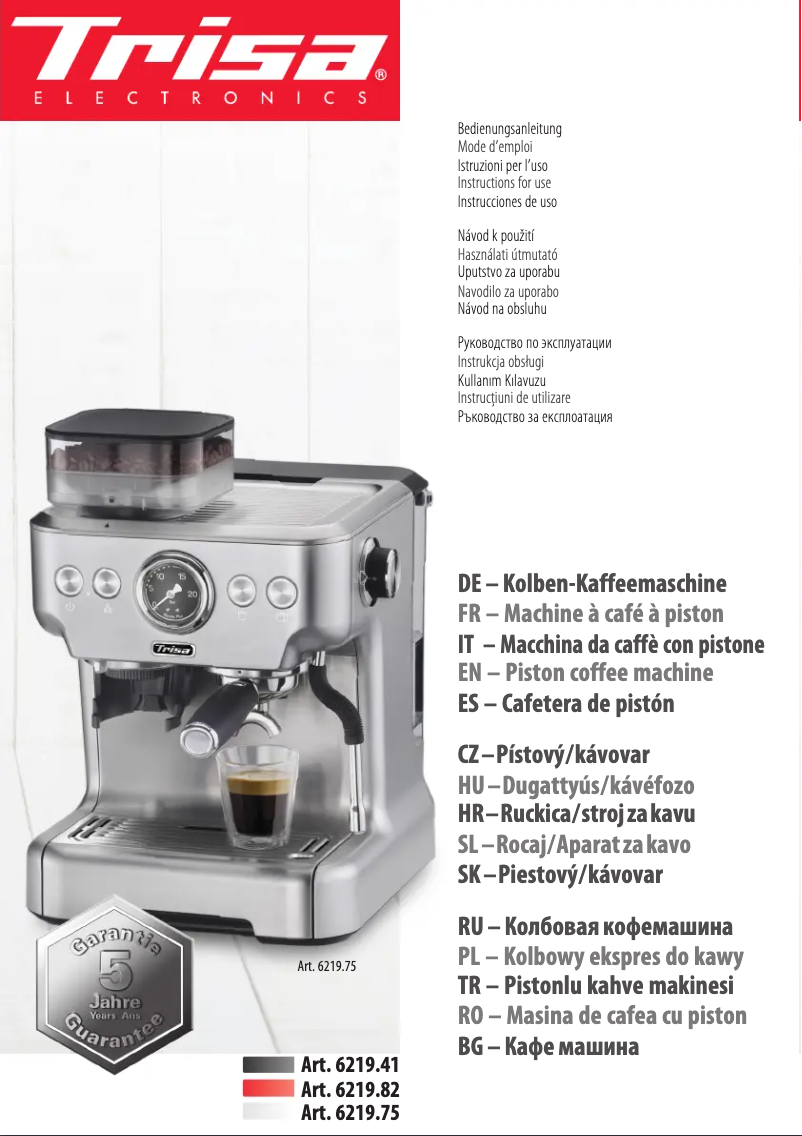 Page n°1 - Manuel utilisateur Trisa Barista Plus 6219