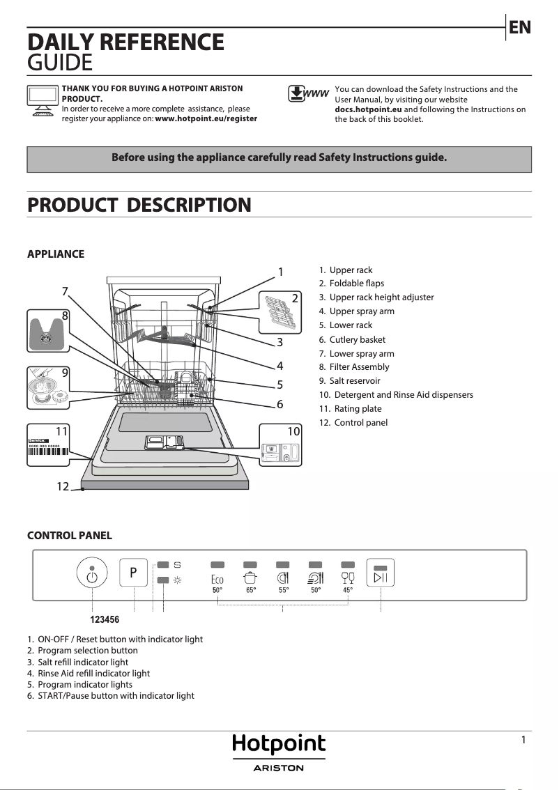 Page n°1 - Manuel utilisateur Hotpoint HIE 2B19 C N