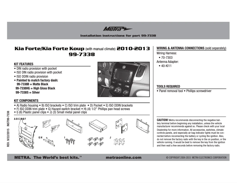 Page n°1 - Mode d'emploi Metra 99-7338