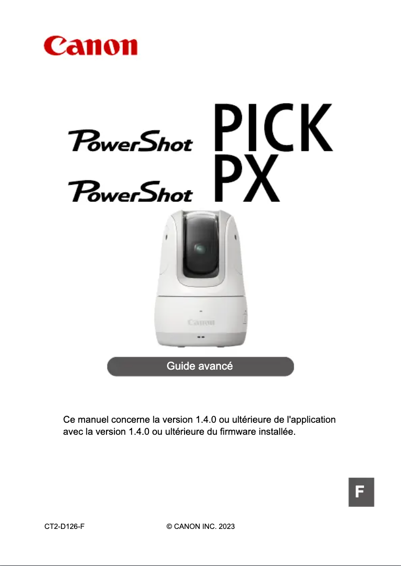Page 1 de la notice Manuel utilisateur Canon PowerShot PX