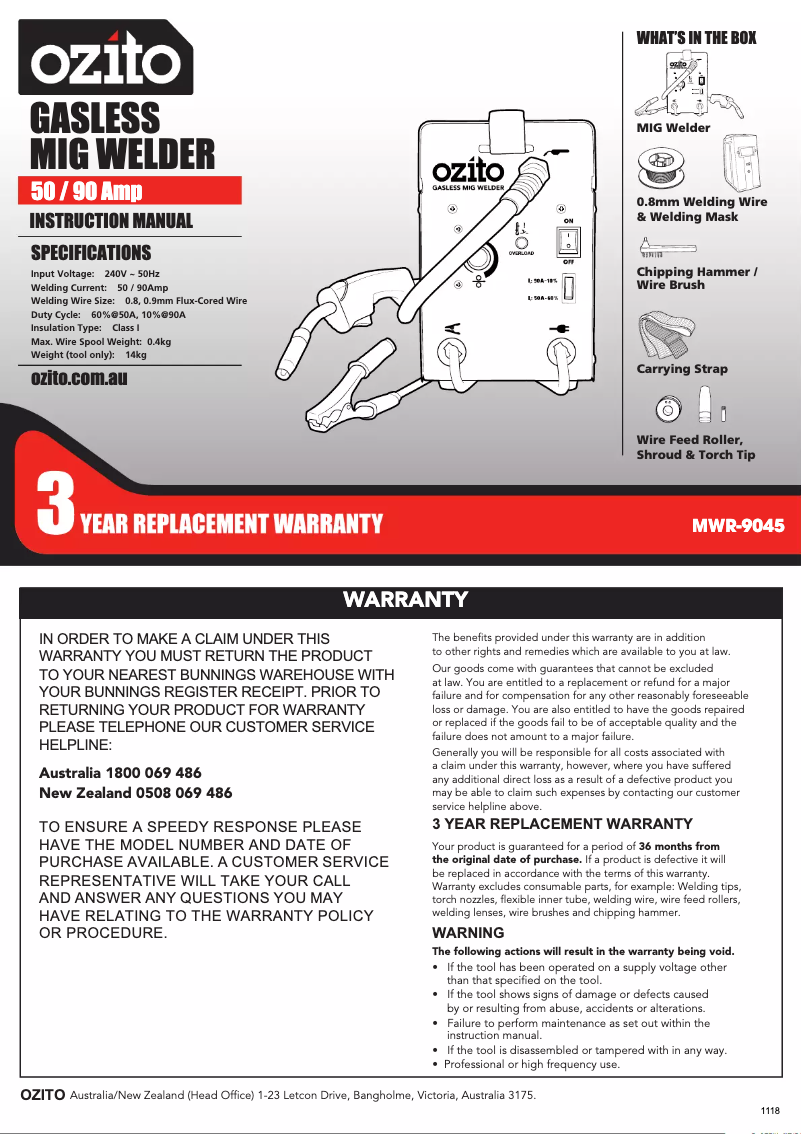 Página 1 del manual Manual de usuario Ozito MWR-9045