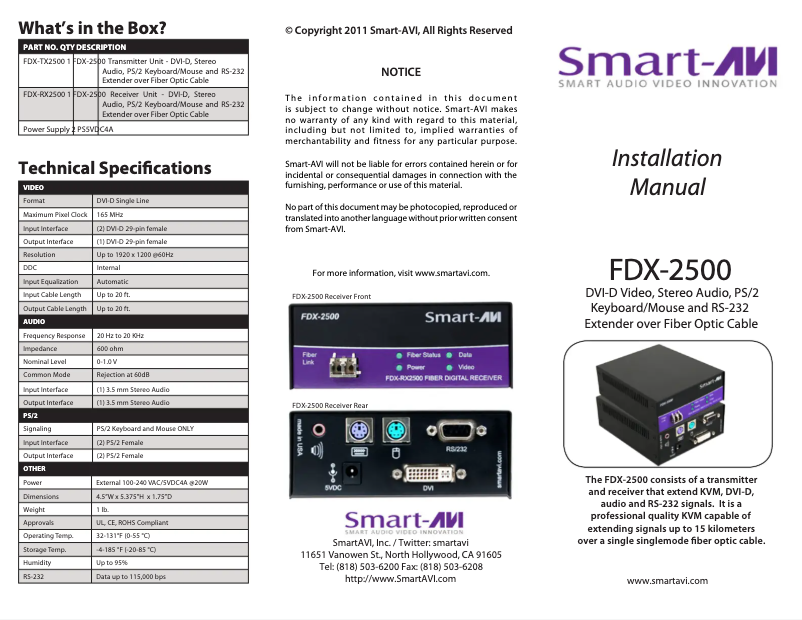 Page 1 of the manual User Manual Smart-AVI FDX-2500