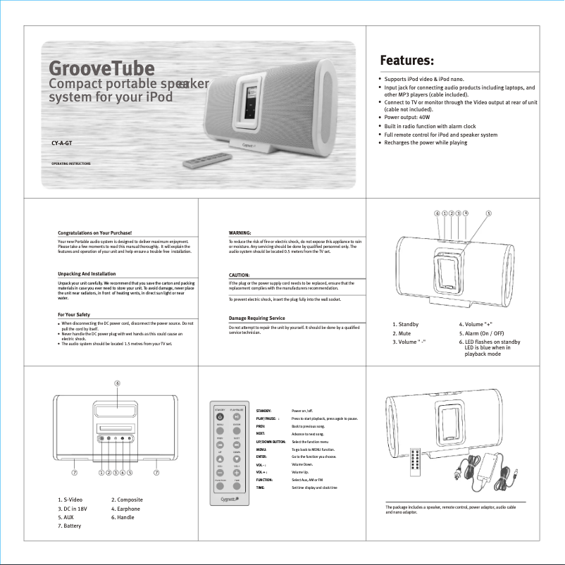 Image de la première page du manuel de l'appareil GrooveTube