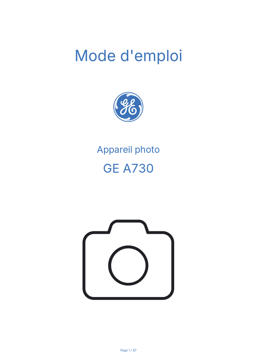 Page n°1 - Mode d'emploi GE A730