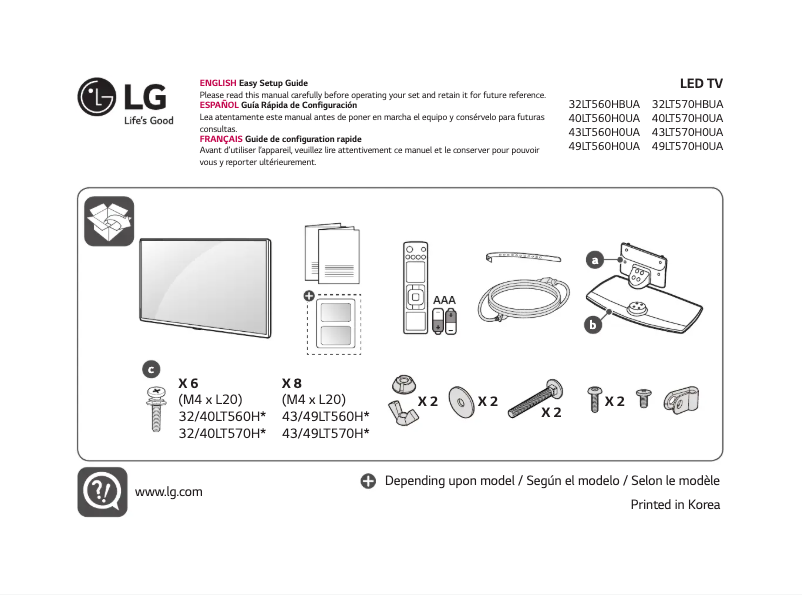 Page 1 de la notice Manuel utilisateur LG 40LT560H0UA