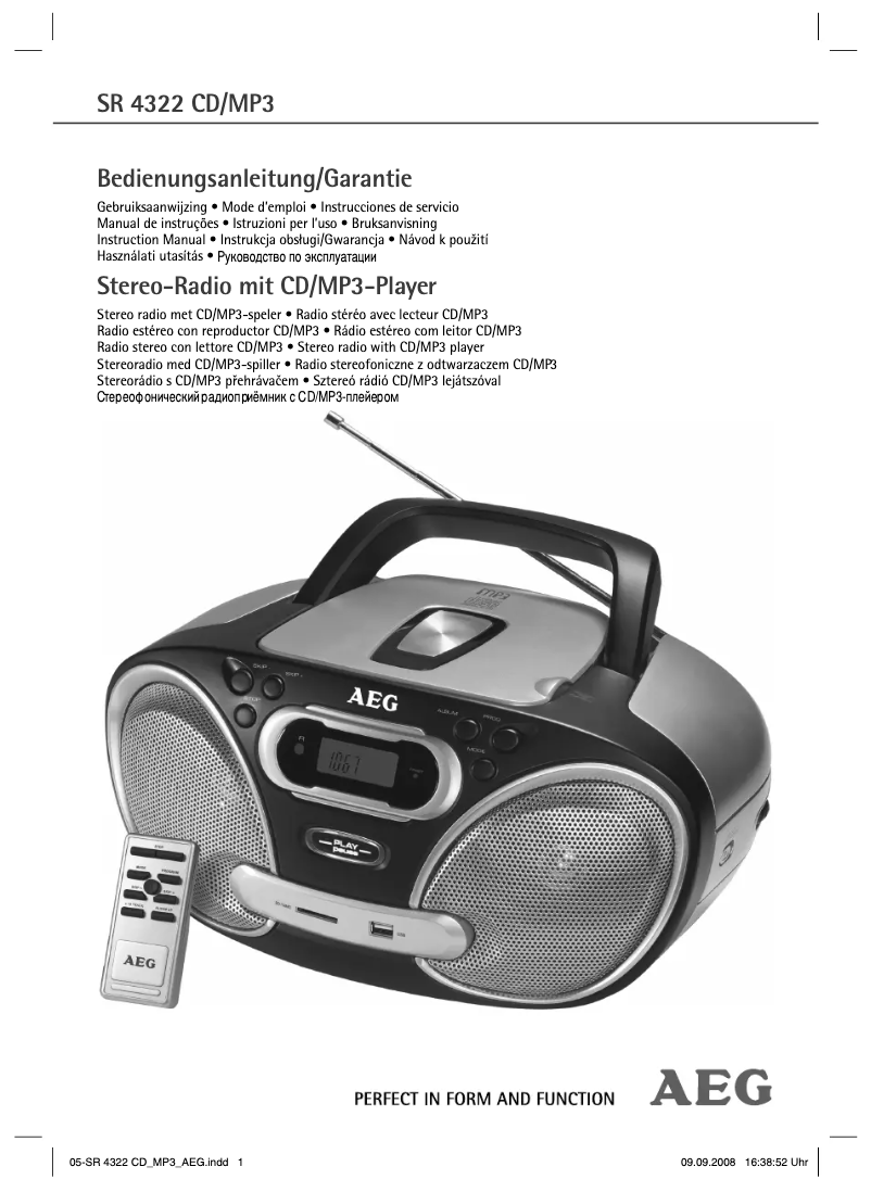 Page 1 de la notice Manuel utilisateur AEG SR 4322 CD/MP3