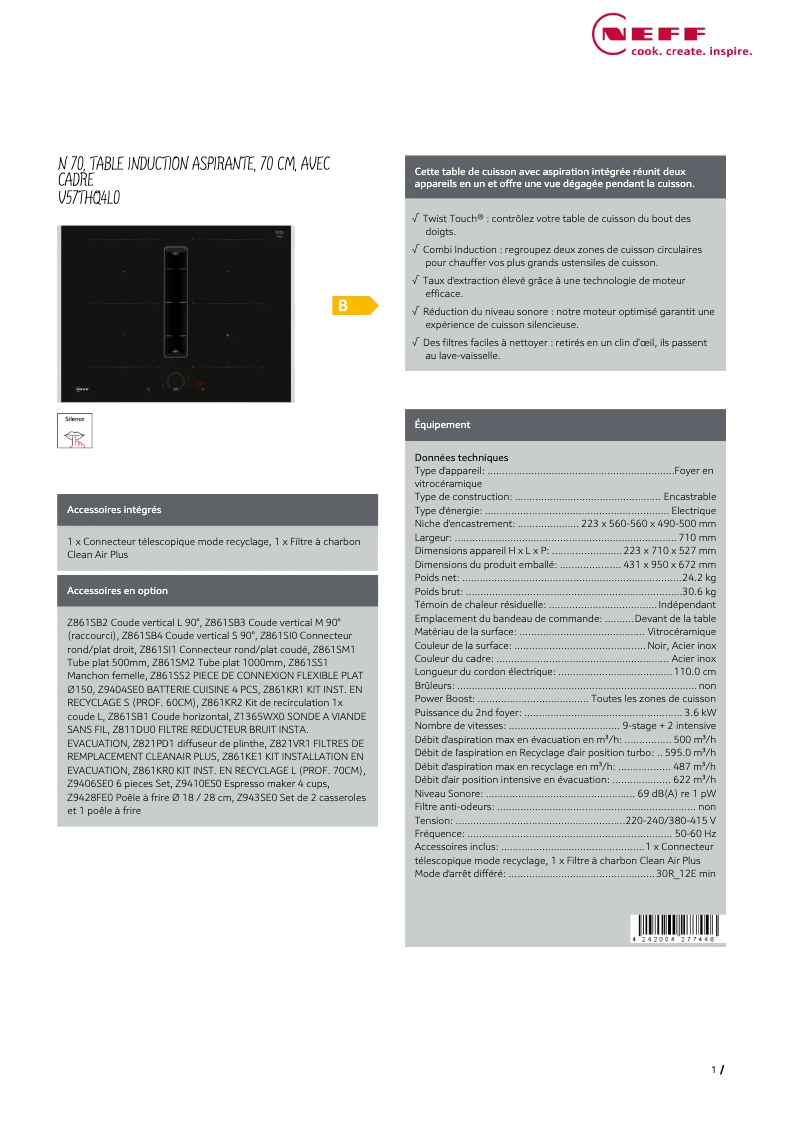Page n°1 - Fiche technique Neff V57THQ4L0