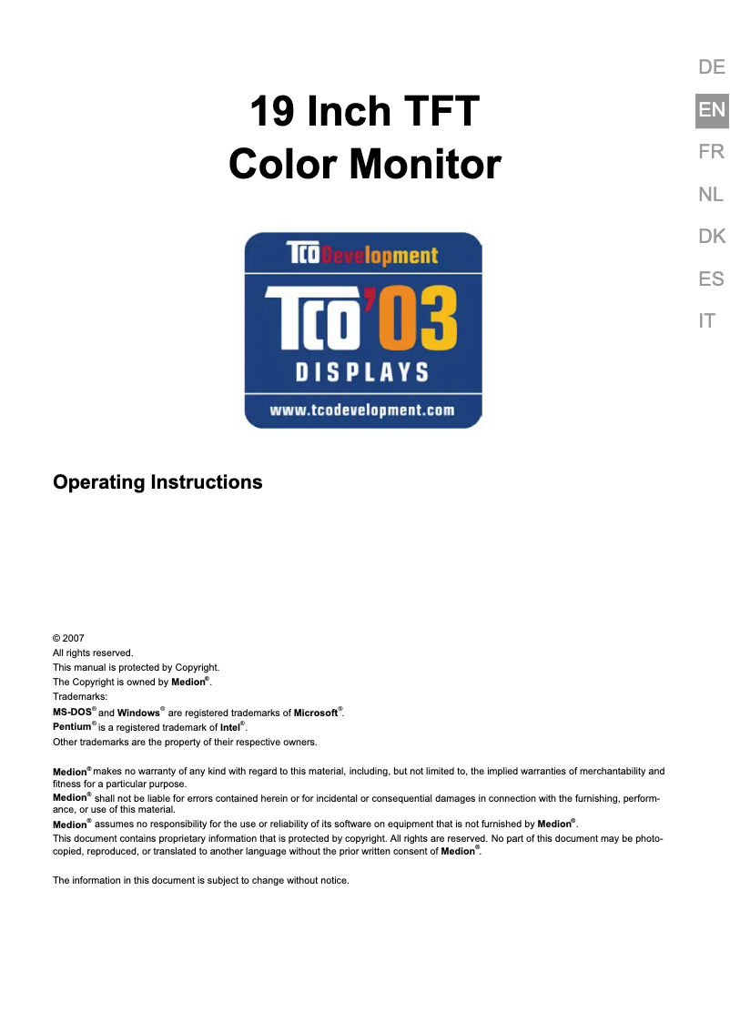 Page n°1 - Manuel utilisateur Medion Akoya P53003 (MD 30999)