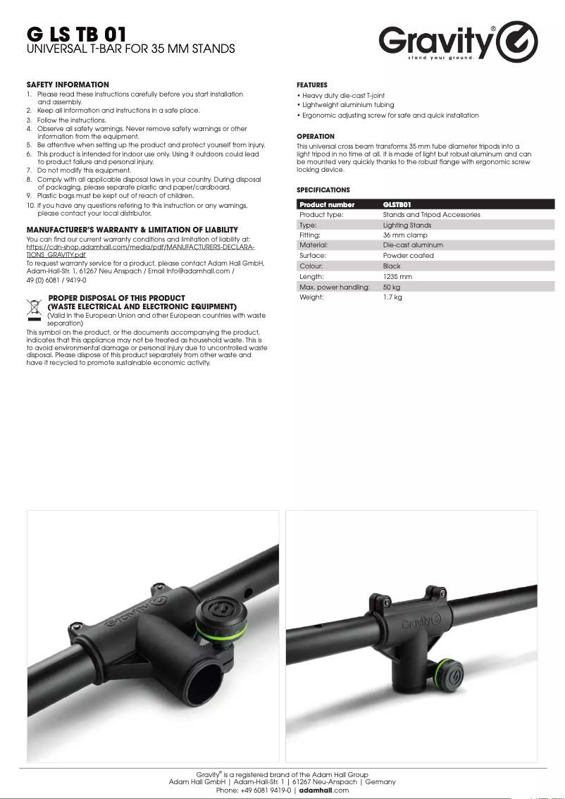 Page n°1 - Manuel utilisateur Gravity LS TB 01