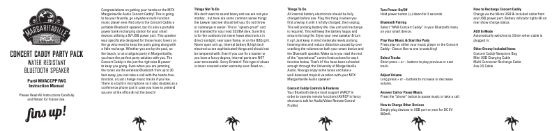 Image de la première page du manuel de l'appareil Concert Caddy Party Pack