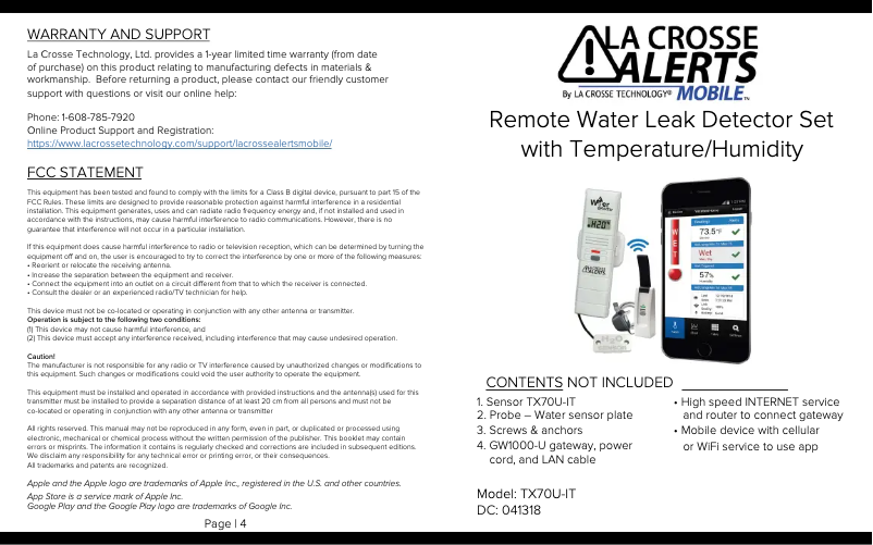 Page n°1 - Manuel utilisateur La Crosse Technology 926-25104-WGB