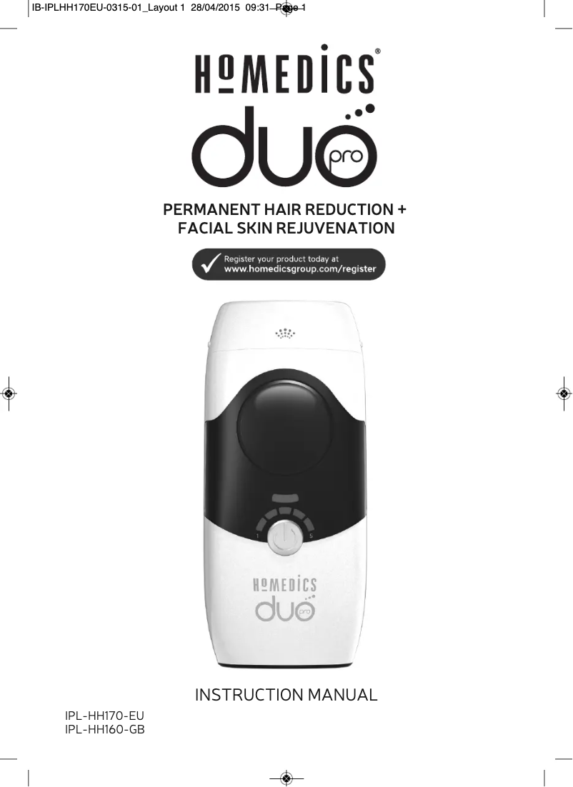 Image de la première page du manuel de l'appareil Duo Pro IPL-HH170