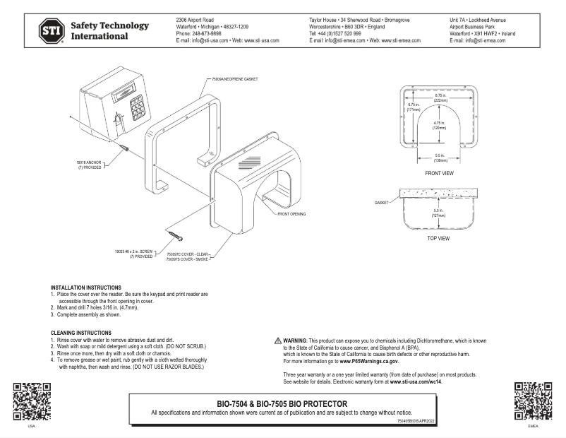 Page 1 de la notice Manuel utilisateur STI BIO-7504