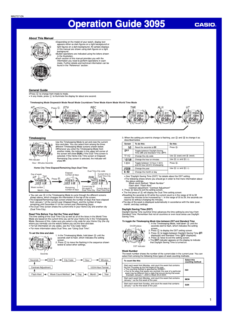 Page 1 de la notice Manuel utilisateur Casio G-7710C-3ER