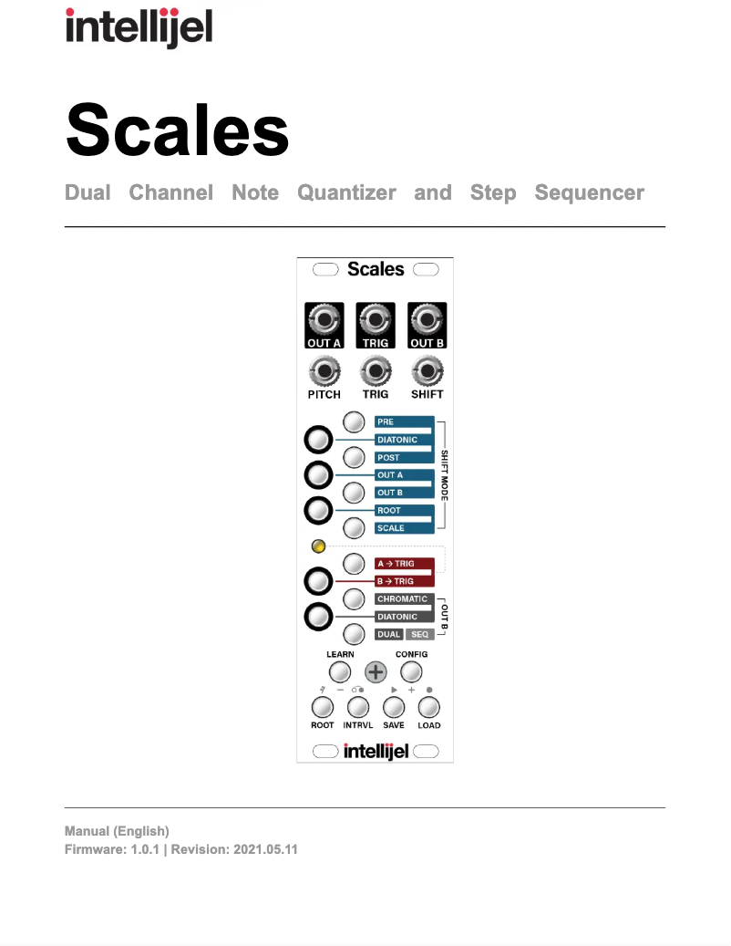 Page 1 de la notice Manuel utilisateur Intellijel Scales