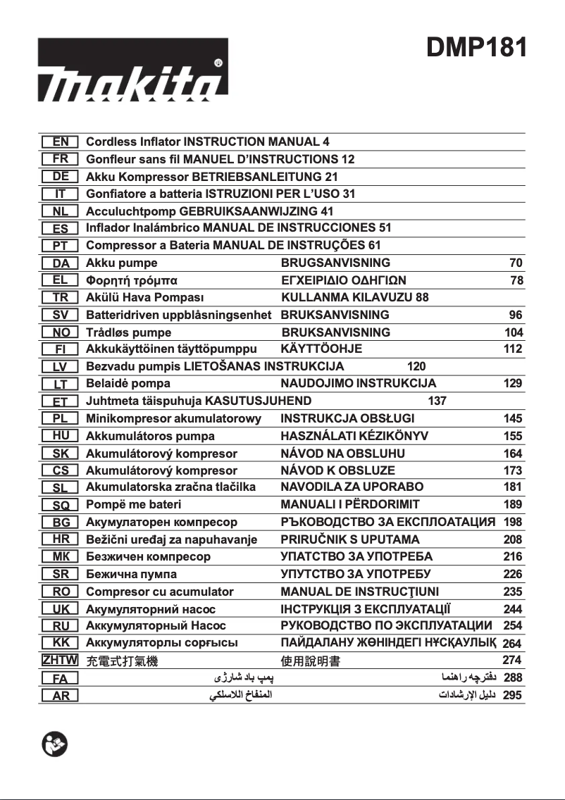 Page 1 de la notice Manuel utilisateur Makita DMP181Z