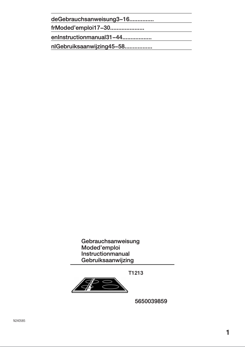 Page 1 de la notice Manuel utilisateur Neff T 1213 NO