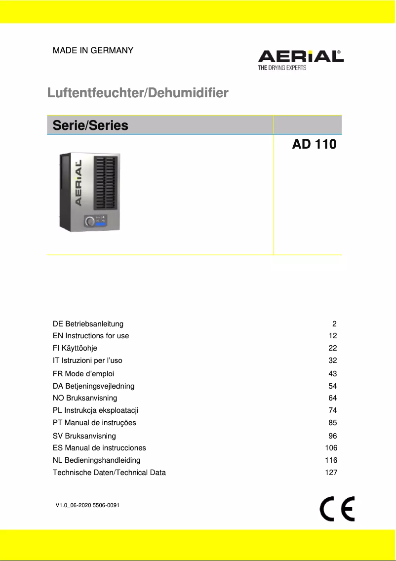 Image de la première page du manuel de l'appareil AD 110