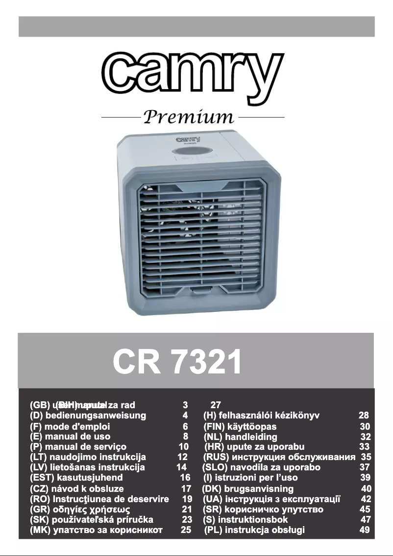 Page n°1 - Manuel utilisateur Camry CR 7321