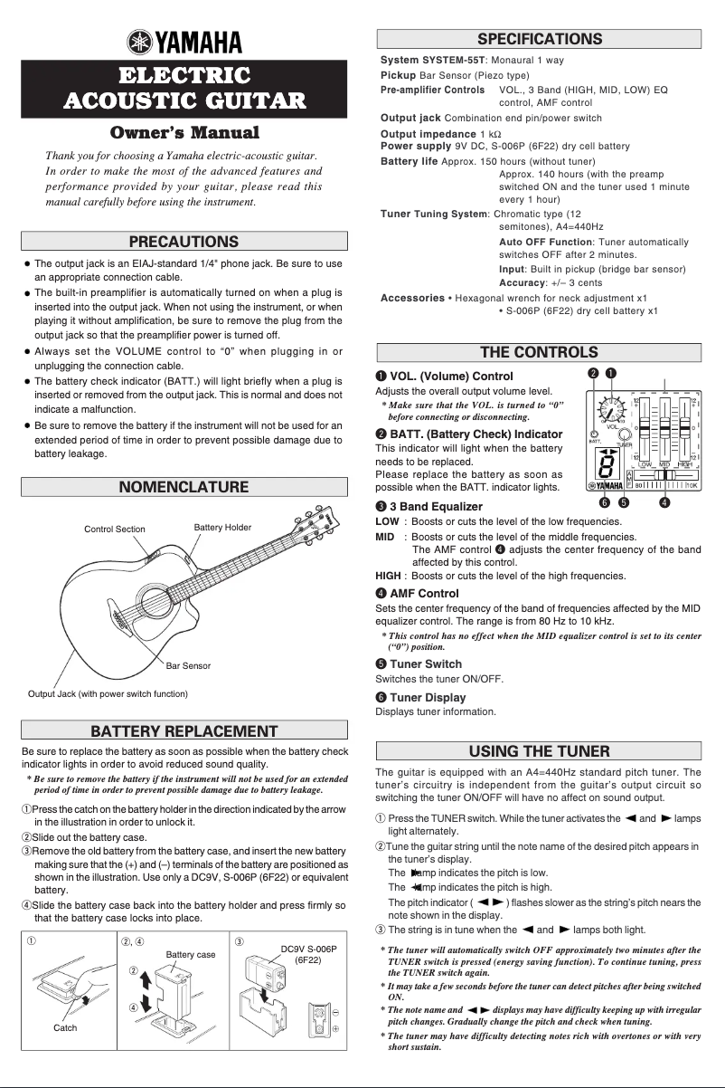 Page n°1 - Manuel utilisateur Yamaha FSX720SC