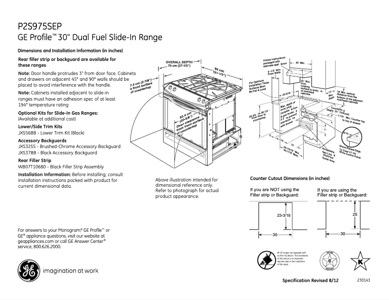 Page n°1 - Fiche technique GE Profile P2S975SEPSS