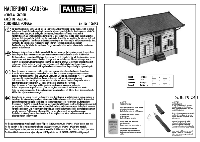 Page 1 de la notice Manuel utilisateur Faller 190054