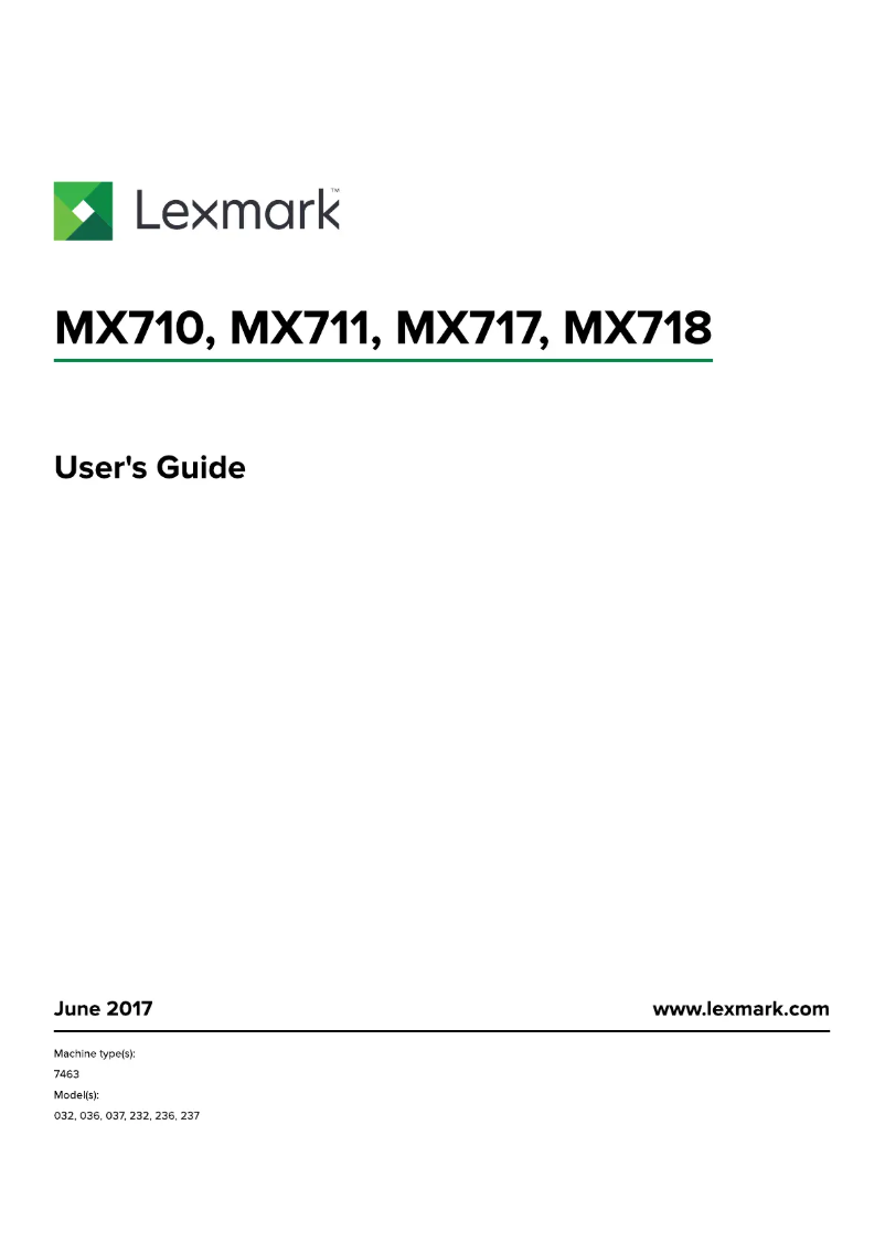Page 1 de la notice Manuel utilisateur Lexmark MX711dhe