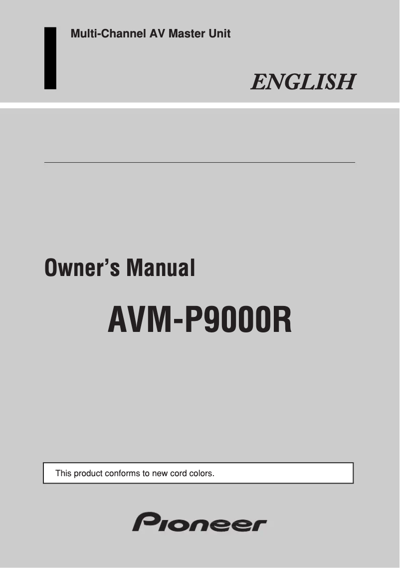 Page n°1 - Manuel utilisateur Pioneer AVM-P9000R