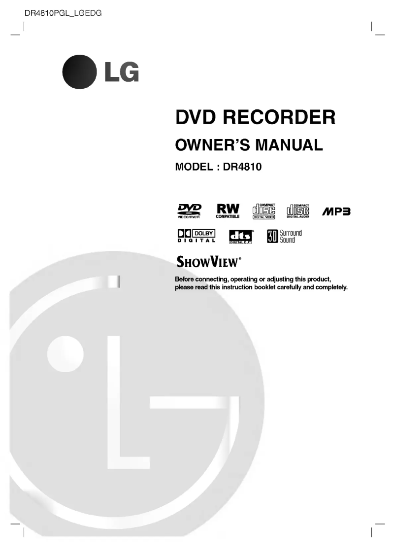 Page n°1 - Manuel utilisateur LG DR4810PGL