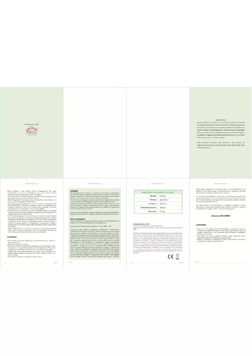 Image de la première page du manuel de l'appareil PTC003