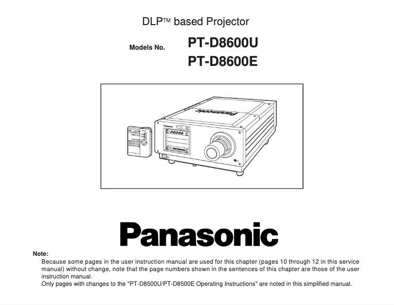Page 1 of the manual User Manual Panasonic PT-D8600