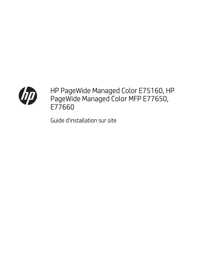 Page 1 de la notice Guide d'installation HP PageWide Managed Color MFP E77650