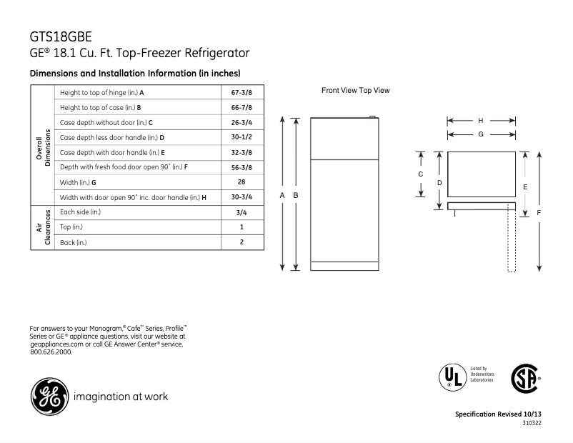 Imagen de la primera página del manual del dispositivo GTS18GBEWW