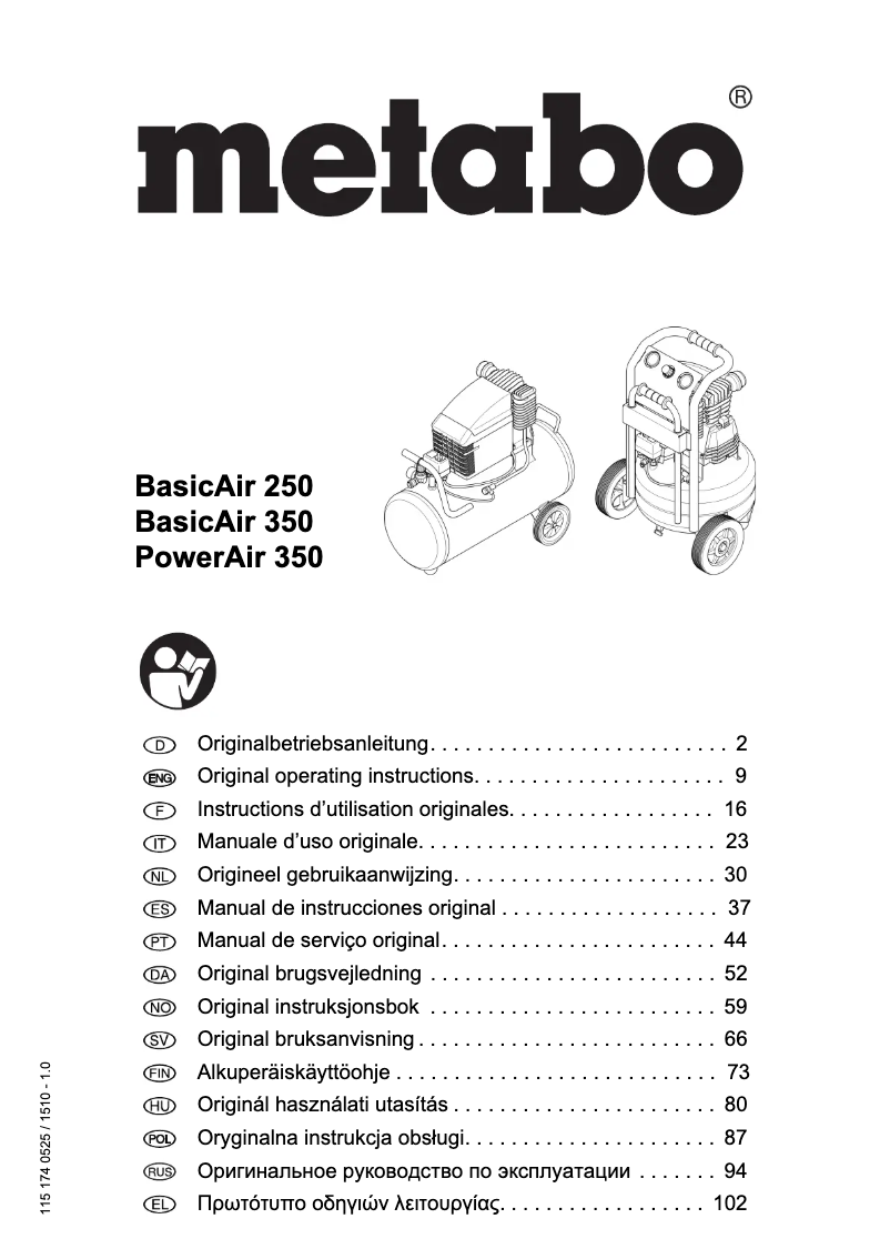 Page n°1 - Manuel utilisateur Metabo BasicAir 250