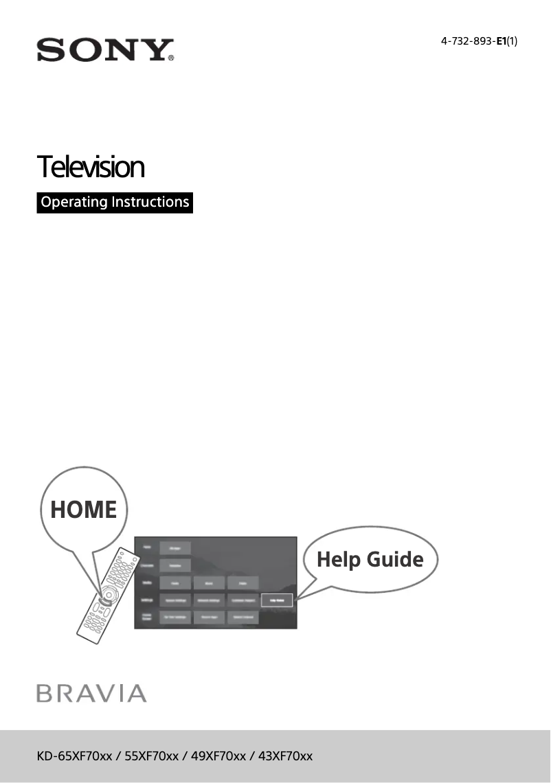 Page 1 de la notice Manuel utilisateur Sony Bravia KD-55XF7005