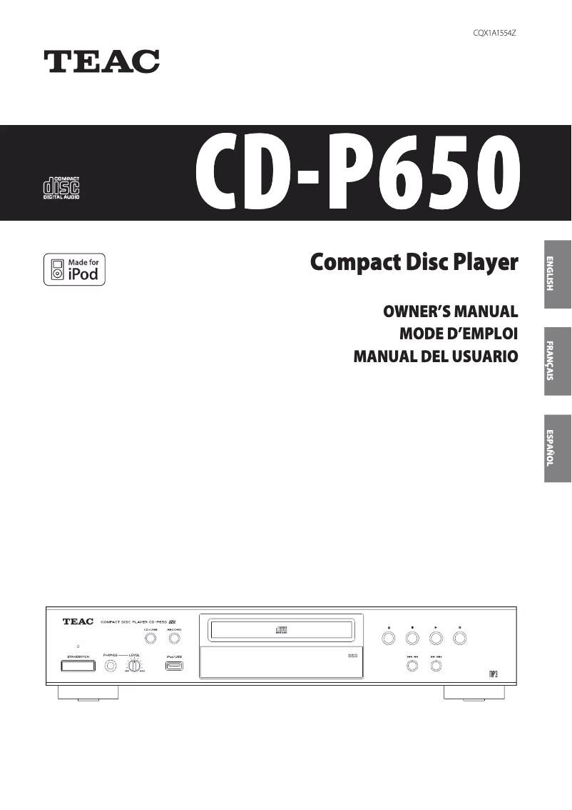 Page 1 of the manual User Manual Teac CD-P650