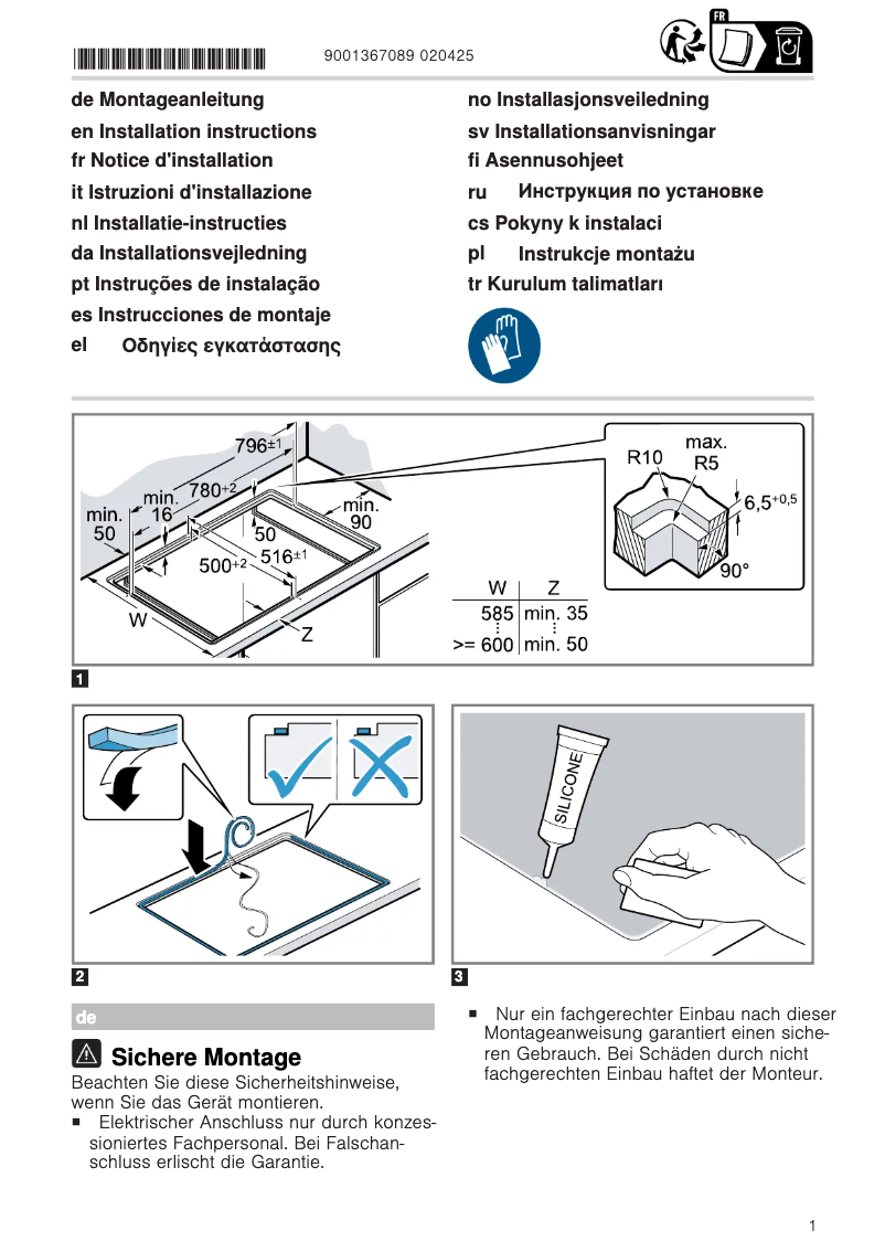Page 1 de la notice Instructions / montage Siemens ET801FCP1D