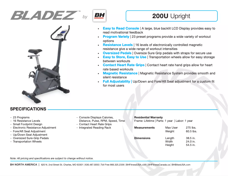 Page n°1 - Fiche technique Bladez 200U