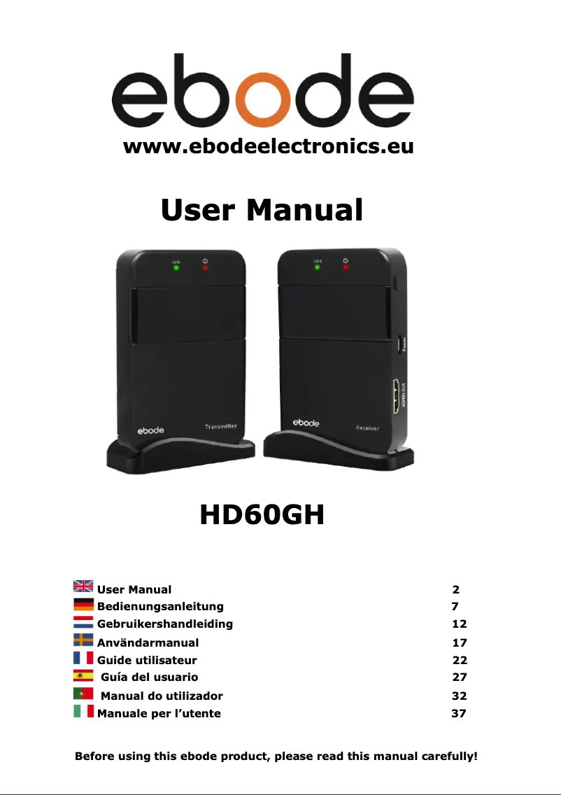 Page 1 of the manual User Manual ebode HD60GH
