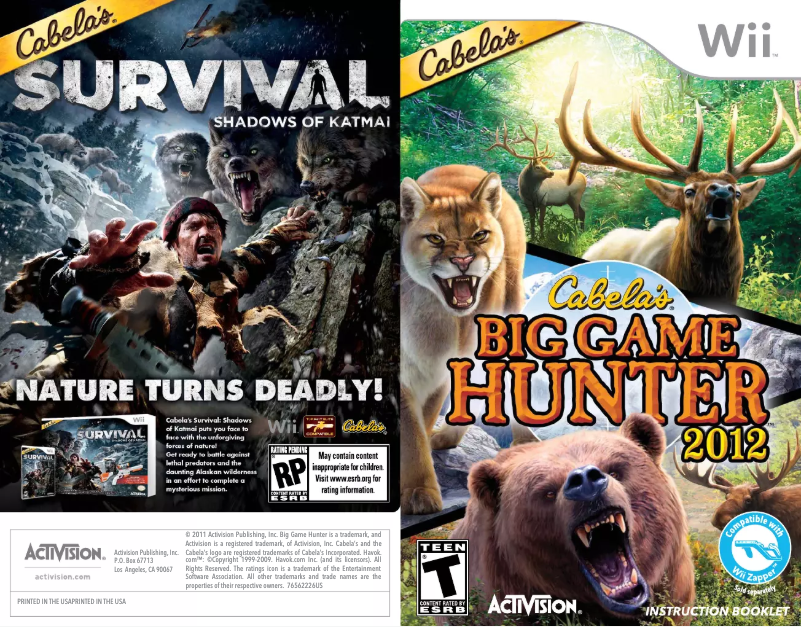 Image de la première page du manuel de l'appareil Cabelas Big Game Hunter 2012 (Wii)