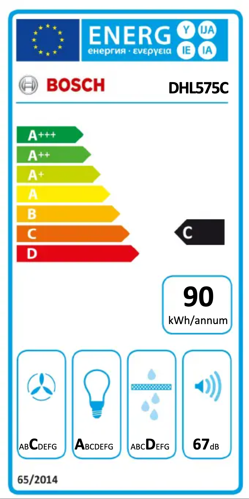 Page 1 de la notice Label énergétique Bosch DHL575C