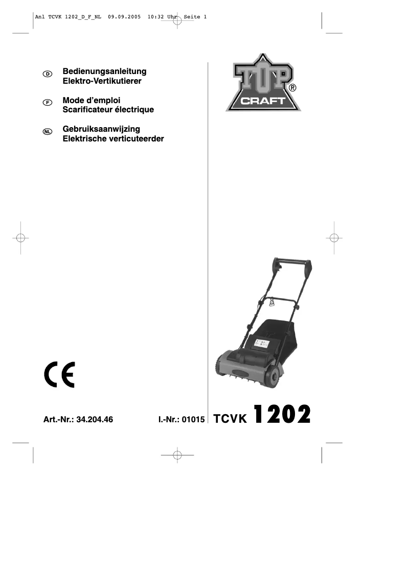 Page 1 of the manual Instruction Manual Topcraft TCVK 1202